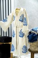 Kaftan El Baskılı Mercan Mavi
