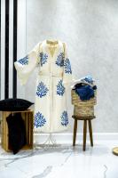 Kaftan El Baskılı Mercan Mavi