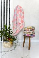 Peştamal, %100 Pamuk, 90x170 cm,  Ananas, Neon Pembe Gri