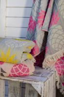 Peştamal, %100 Pamuk, Ananas, Neon Pembe Açık Gri