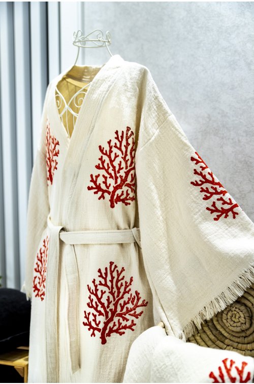 Kaftan El Baskılı Mercan Kırmızı