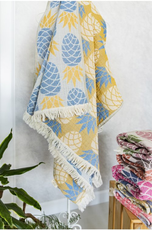 Peştamal, %100 Pamuk, Ananas, Mavi Sarı