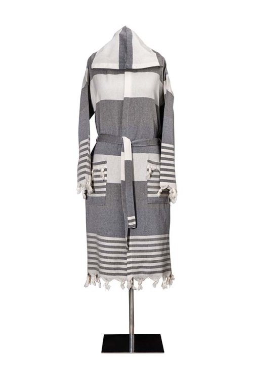 Peştamal Bornoz. Unisex. %100 Pamuk. Afrika Bornoz. Mavi Antrasit