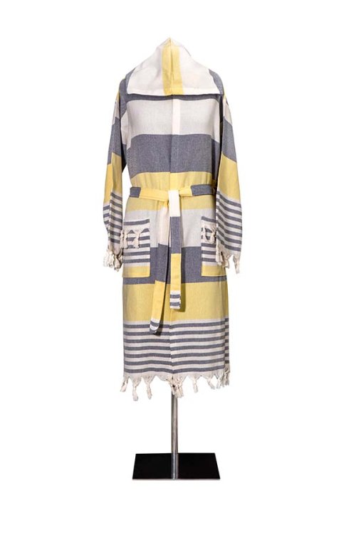 Peştamal Bornoz. Unisex. %100 Pamuk. Afrika Bornoz. Sarı Mavi