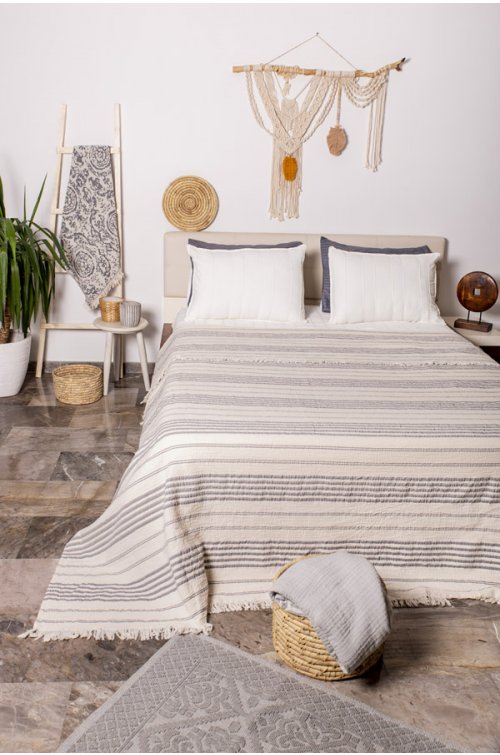 Yatak Örtüsü, Pike, Çift Kişilik, Rigi Antrasit