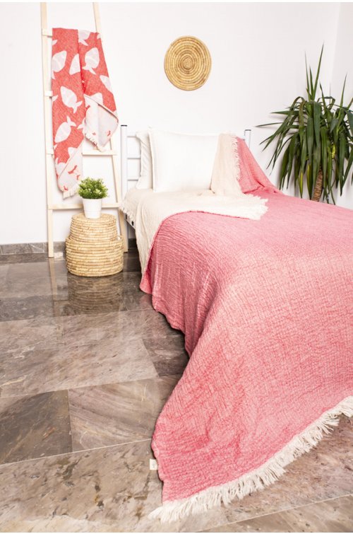 Yatak Örtüsü, Pike, Özel Bambu Serisi, Tek Kişilik, Pembe